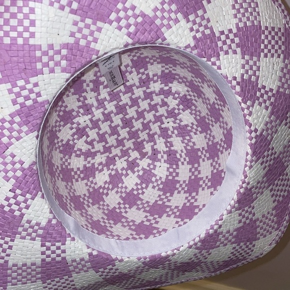 Janie and Jack Lavender Gingham Straw Sun Hat size 4-5 years - Picture 11 of 14